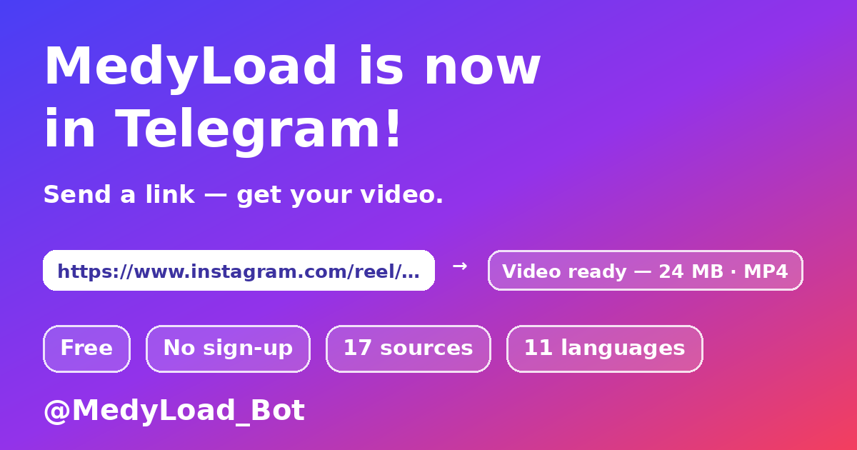 MedyLoad — הורדת וידאו דרך בוט Telegram
